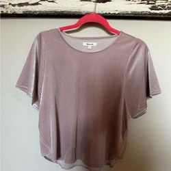 Madewell Tops | Madewell Pink Velvet Top Small | Color: Pink/Tan | Size: S