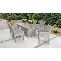 Coast Rectangular Outdoor Patio Dining Table w/ with 4 Armless Chairs and 2 Chairs w/ Arms in Grey - TK Classics Coast-Dtrec-Kit-4Adc2Dcc-Grey