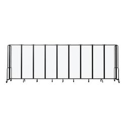 National Public Seating RDB6-9FA 210"L Portable Room Divider w/ 9 Frosted Acrylic Panels & Black Frame - 6'H, Clear