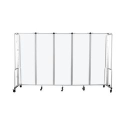 National Public Seating RDG6-5FA 58"L Portable Room Divider w/ 5 Frosted Acrylic Panels & Gray Frame - 6'H, Clear