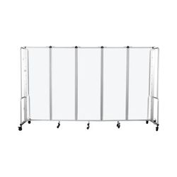 National Public Seating RDG6-5FA 58"L Portable Room Divider w/ 5 Frosted Acrylic Panels & Gray Frame - 6'H, Clear
