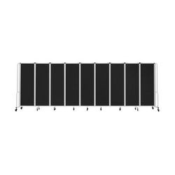 National Public Seating RDG6-9PT10 210"L Portable Room Divider w/ 9 Black PET Panels & Gray Frame - 6'H