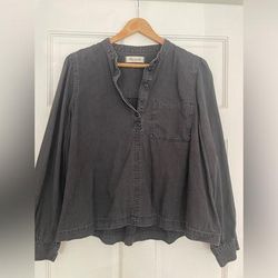 Madewell Tops | Madewell L Tunic Top, Black/Gray Denimy Material | Color: Black | Size: L