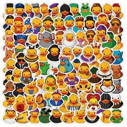 100pcs Rubber Duck Cute Cartoon Waterproof Stickers For Suitcase Water Bottle Diy Laptop Skateboard Luggage