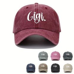 Gigi Printed Simple Baseball Solid Color Washed Distressed Dad Hat Casual Adjustable Sun Hats For Women Men