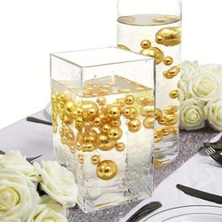 40pcs Artificial Floating Pearls - No Hole Jumbo/assorted Sizes Vase Decorations, Includes Transparent Water Gels For Floating The Pearls
