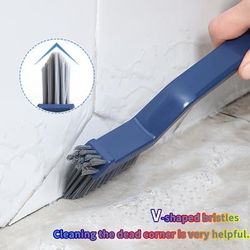 1pc V-shaped Crevice Brush, Bathroom Long Handle Brush, Floor Brush, Toilet, Hand Wash Pool, Bathtub, Tile, Hard Bristles, Cleaning Floor Seam Brush