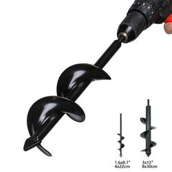 1pc Auger Hole Digger Handy Auger Spiral Drill Bit For Planting Rapid Planter Hole Digger Triangle Tip 1.6x9inch 2x14.6inch 3x12inch For Bedding Plants Tulip Bulbs Vegetables