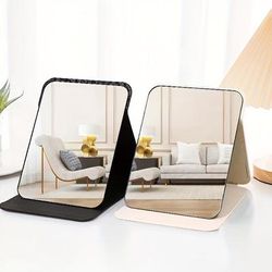 Folding Makeup Mirror With Cosmetic Desktop Standing For Travel, Vanity Table, Room Decor, Dormitory, Beauty Gifts (rectangular)