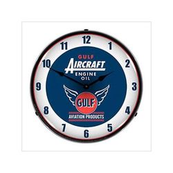 Collectable Sign and Clock Gulf Aircraft Engine Oil Backlit Wall Clock