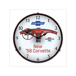 Collectable Sign and Clock 1958 Corvette Dash Backlit Wall Clock