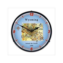 Collectable Sign and Clock State of Wyoming Backlit Wall Clock