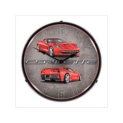 Collectable Sign and Clock C7 Corvette Torch Red Backlit Wall Clock