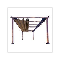 Paragon Outdoor 11 x 16 ft. Florence Soft Top Aluminum Pergola (Chilean Wood / Cocoa Canopy)