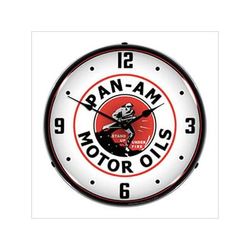 Collectable Sign and Clock Pan Am Motor Oils Backlit Wall Clock
