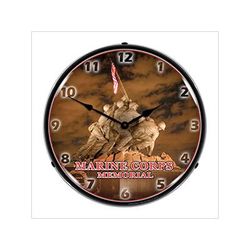 Collectable Sign and Clock Marine Corps Memorial Iwo Jima Backlit Wall Clock