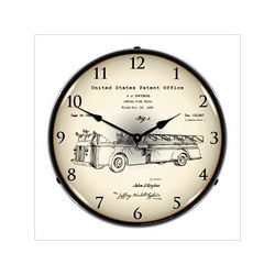Collectable Sign and Clock 1939 Fire Truck Patent Blueprint Backlit Wall Clock