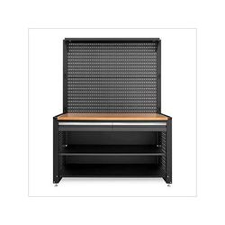 NewAge Garage Cabinets PRO Series Grey 62-Inch Workstation with Bamboo Top and 30 Piece Accessory Kit