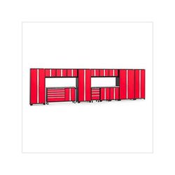 NewAge Garage Cabinets BOLD Red 15-Piece Project Center Set with Stainless Steel Top and LED Lights