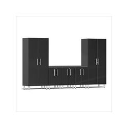 Ulti-MATE Garage Cabinets 6-Piece Garage Cabinet System with Channeled Worktop in Midnight Black Metallic