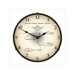 Collectable Sign and Clock 1972 Sikorsky UH-60 Black Hawk Patent Blueprint Backlit Wall Clock