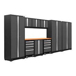 NewAge Garage Cabinets BOLD Series Grey 10-Piece Set with Bamboo Top