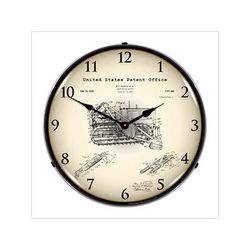 Collectable Sign and Clock 1936 Earth Moving Bulldozer Patent Blueprint Backlit Wall Clock
