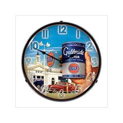 Collectable Sign and Clock Gulfpride Motor Oil Backlit Wall Clock