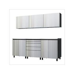 Contur Cabinet 7.5' Premium Stainless Steel Garage Cabinet System with Stainless Steel Tops