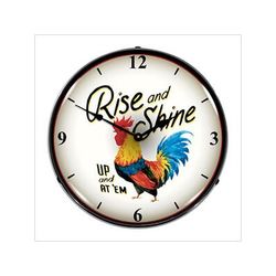 Collectable Sign and Clock Rise and Shine Backlit Wall Clock