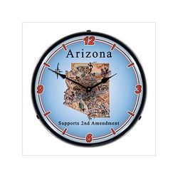 Collectable Sign and Clock Arizona Supports the 2nd Amendment Backlit Wall Clock