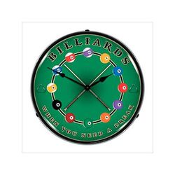 Collectable Sign and Clock Billiards Wall Backlit Clock