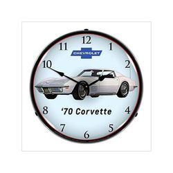 Collectable Sign and Clock 1970 Corvette Backlit Wall Clock