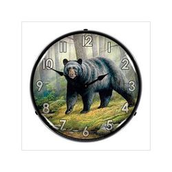 Collectable Sign and Clock Woodland Morning Bear Backlit Wall Clock