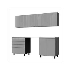 Contur Cabinet 7.5' Premium Lithium Grey Garage Cabinet System with Stainless Steel Tops