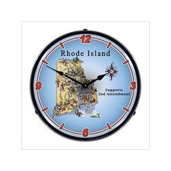 Collectable Sign and Clock Rhode Island Supports the 2nd Amendment Backlit Wall Clock