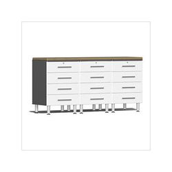 Ulti-MATE Garage Cabinets 4-Piece Garage Workstation Kit with Bamboo Worktop in Starfire White Metallic