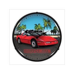 Collectable Sign and Clock Red Corvette C4 Backlit Wall Clock