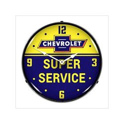 Collectable Sign and Clock Chevrolet Bowtie Super Service Backlit Wall Clock