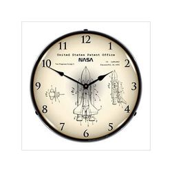 Collectable Sign and Clock 1975 NASA Space Shuttle Patent Blueprint Backlit Wall Clock