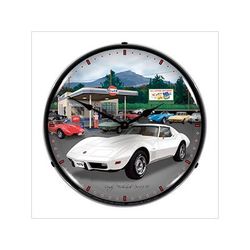 Collectable Sign and Clock 1976 Corvette Backlit Wall Clock