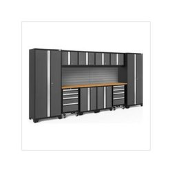 NewAge Garage Cabinets BOLD Series Grey 12-Piece Set with Bamboo Top and Backsplash