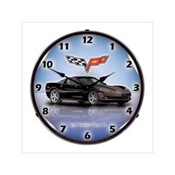 Collectable Sign and Clock C6 Corvette Black Backlit Wall Clock
