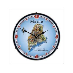 Collectable Sign and Clock Maine Supports the 2nd Amendment Backlit Wall Clock