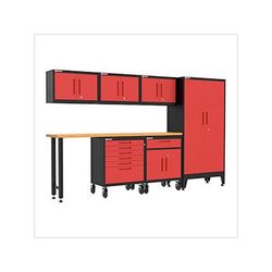 Armadillo Tough Red 7-Piece Garage Cabinet Set with Levelers and Casters