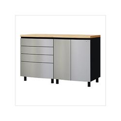 Contur Cabinet 5' Premium Stainless Steel Garage Cabinet System with Butcher Block Tops