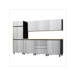 Contur Cabinet 10' Premium Stainless Steel Garage Cabinet System with Butcher Block Tops
