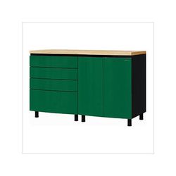 Contur Cabinet 5' Premium Racing Green Garage Cabinet System with Butcher Block Tops