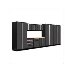 NewAge Garage Cabinets PRO Series Grey 10-Piece Set with Bamboo Top and LED Lights