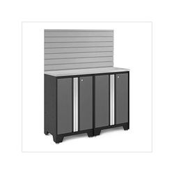NewAge Garage Cabinets BOLD Series Grey 4-Piece Set with Stainless Top and Backsplash